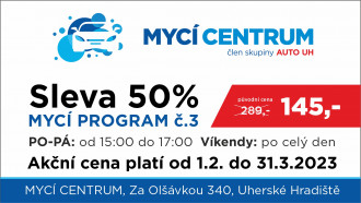 Akční sleva 50% na mycím centru v Uherském Hradišti!