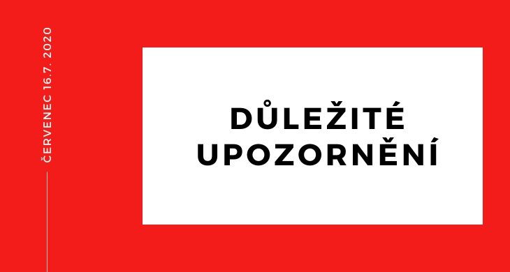 Důležité upozornění pro pobočku Vlčnov